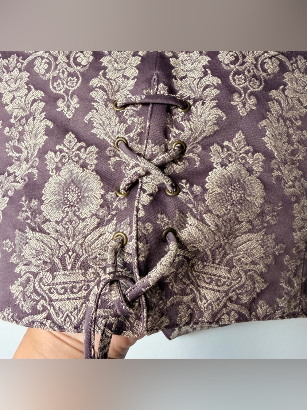 Vintage 1990's LizSport Victorian Print Paisley Vest Women size 10 Purple Mauve - Picture 7 of 9